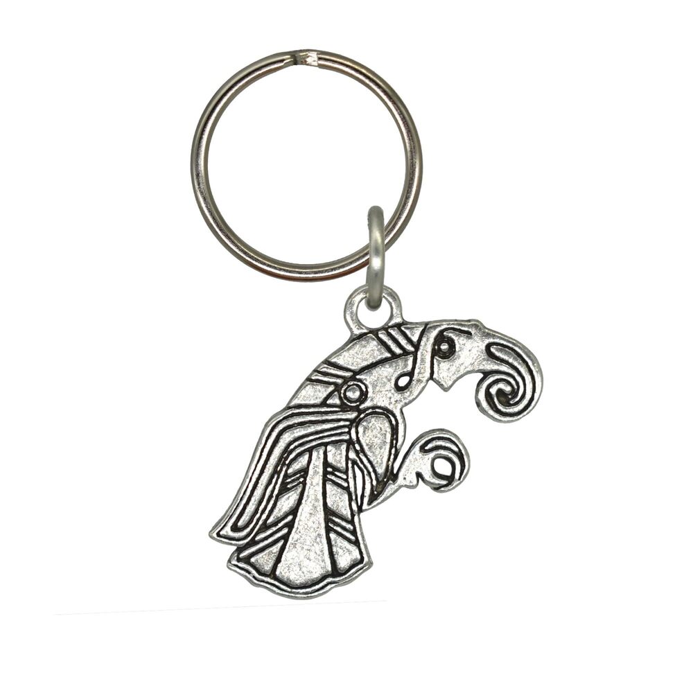 4245 Viking Raven Keychain, G043AKC, 1 3/4 inch, Viking, Norse, Pewter, Key